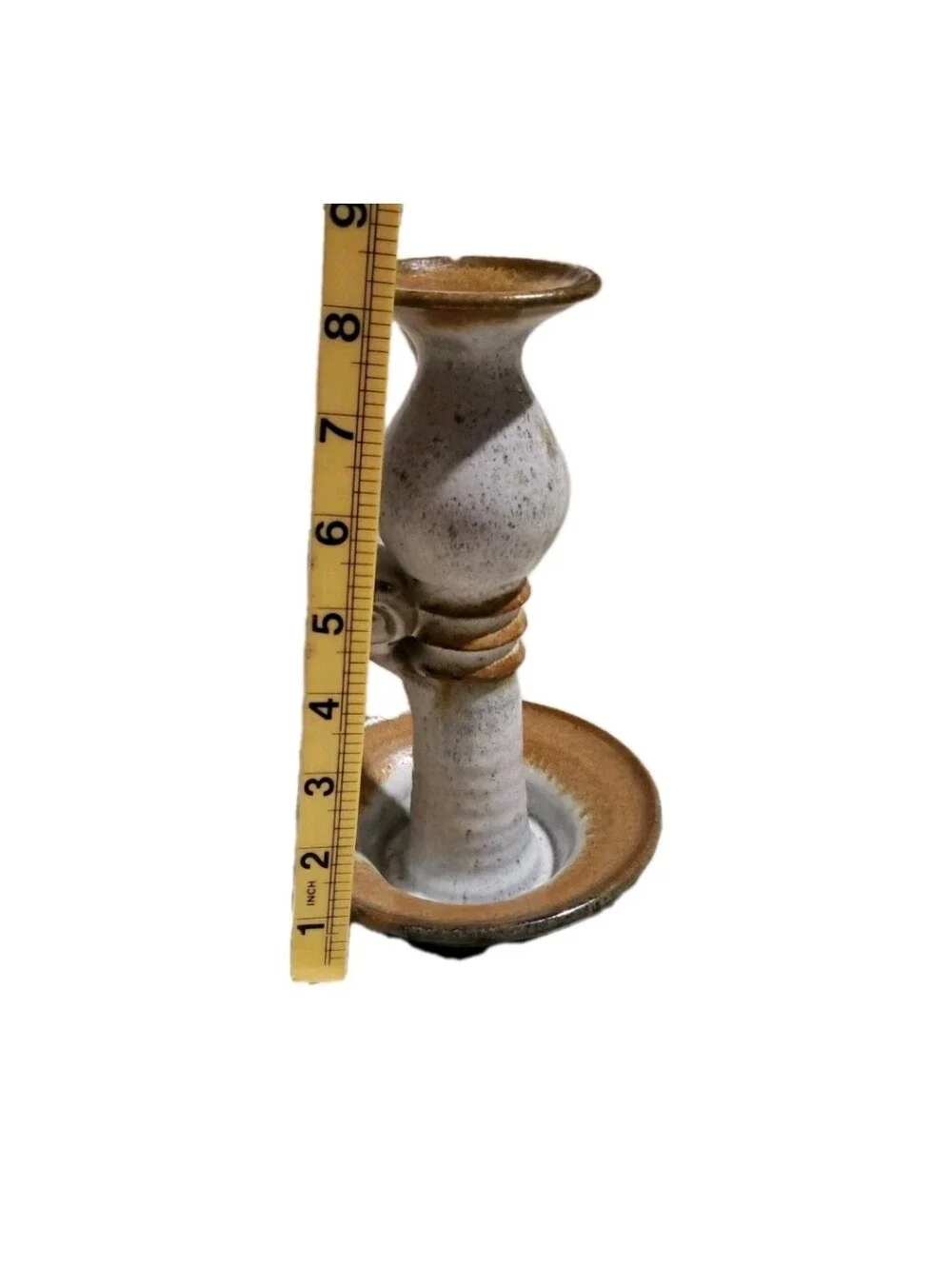 Vtg Mahon Made Stoneware MMS Signed Marked Chamberstick Candle Holder